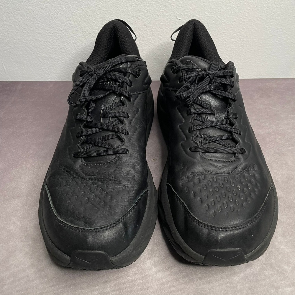 Hoka One One Bondi SR Slip Resistant Shoes Mens 15 Triple Black Leather Cushion - Picture 6 of 10